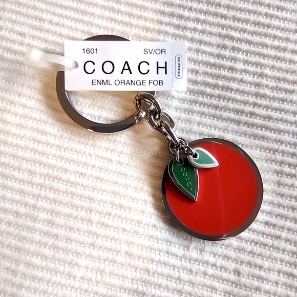 NWT Vintage Coach Enamel Orange Key Chain - Picture 2 of 11
